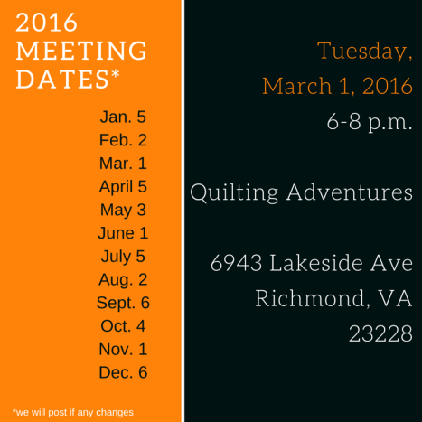 2016 Meeting Dates March
